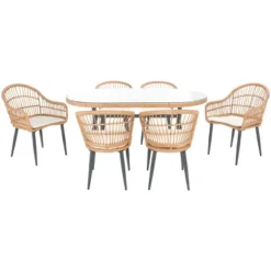 Genser 7 Piece Dining Set - Outdoor - PAT9011 - Safavieh -Heaco GUEST 0462214d 0ac5 4cfe a6aa 8edfc3d2239b