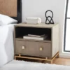 Meilana 1 Self 1 Drawer Nightstand - NST6403 - Light Taupe/Brass - Safavieh