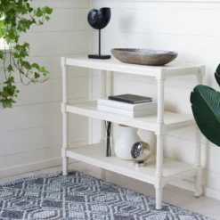 Rafiki 3 Shelf Console Table - Distressed White - Safavieh -Heaco GUEST 04a65ad6 f223 4977 9cd2 6f82f7a54c86