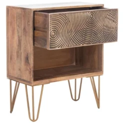 Solene 1 Drawer Nightstand - NST5302 - Natural/Brass - Safavieh -Heaco GUEST 09937773 98f0 46b6 b0ea 882fda075e9f