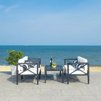 Nunzio 4pc Living Set With Accent Pillows - Black/Beige - Safavieh 5 Nunzio 4pc Living Set With Accent Pillows - Black/Beige - Safavieh - Image 3