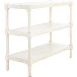 Rafiki 3 Shelf Console Table - Distressed White - Safavieh -Heaco GUEST 11fe8c91 e95e 4a18 a324 7d6192138958
