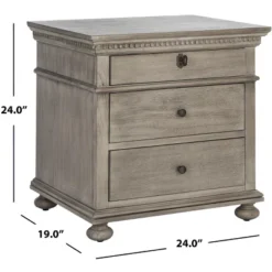 Allisyn 3-Drawer Wood Nighstand W/ Lockable Top Drawer - SFV7706 - Light Grey - Safavieh Couture 28 Allisyn 3-Drawer Wood Nighstand W/ Lockable Top Drawer - SFV7706 - Light Grey - Safavieh Couture -Heaco GUEST 1570fce1 e71b 4289 a141 50f6a7e3db2e