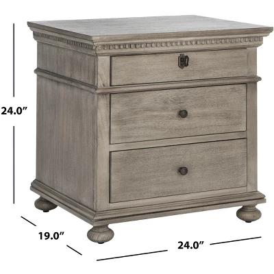 Allisyn 3-Drawer Wood Nighstand W/ Lockable Top Drawer - SFV7706 - Light Grey - Safavieh Couture 15 Allisyn 3-Drawer Wood Nighstand W/ Lockable Top Drawer - SFV7706 - Light Grey - Safavieh Couture - Image 13