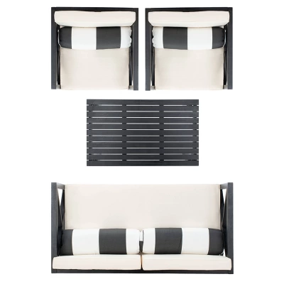 Nunzio 4pc Living Set With Accent Pillows - Black/Beige - Safavieh 8 Nunzio 4pc Living Set With Accent Pillows - Black/Beige - Safavieh - Image 6