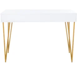 Pine Two Drawer Desk - White/Gold - Safavieh -Heaco GUEST 1fd2895d fd2e 4303 99be fab21751ed58