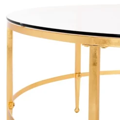 Edmund Cocktail Coffee Table - Gold/Glass - Safavieh -Heaco GUEST 24dac55e 69dd 4421 851b 098d5afd08ce
