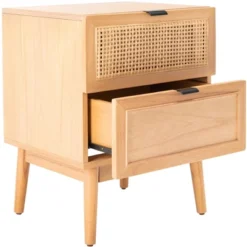 Baisley 2 Drawer Rattan Nightstand - Natural - Safavieh -Heaco GUEST 26d95556 edd0 4ced b4f3 4320331d903d