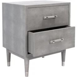 Jodie Faux Shagreen Nightstand - Grey/Silver - Safavieh -Heaco GUEST 29dfd0d4 782b 4ece a6f8 449bf46da50d