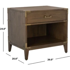 Nisha 1-Drawer Wood Nightstand - SFV7707 - Brown - Safavieh Couture -Heaco GUEST 2c3f33e5 d8ea 497f 956e 22bb77694fba