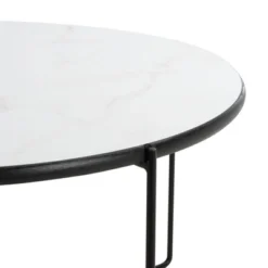 Wrena Round Coffee Table - White/Black - Safavieh