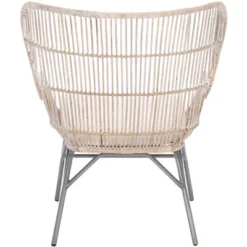 Lenu Rattan Accent Chair W/ Cushion - Grey White Wash/White/ Black - Safavieh -Heaco GUEST 2faa7727 9d5a 4c57 a25f a918c4b5ce68