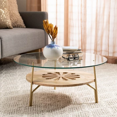 Flora Round Coffee Table - Natural/Brass - Safavieh 3 Flora Round Coffee Table - Natural/Brass - Safavieh