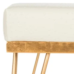 Jenine Faux Ostrich Square Bench - Cream/Gold - Safavieh -Heaco GUEST 3669ac2a 6c02 47dd 8a3e 6852da02bee5
