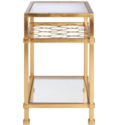 Hanzel Gold Leaf Glass Side Table - Gold - Safavieh -Heaco GUEST 388cbb23 4db8 4c89 94b0 b8557be7f105