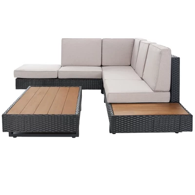 Allison Corner Living Set - Indoor/Outdoor - PAT7733 - Grey/Light Grey - Safavieh 5 Allison Corner Living Set - Indoor/Outdoor - PAT7733 - Grey/Light Grey - Safavieh - Image 3
