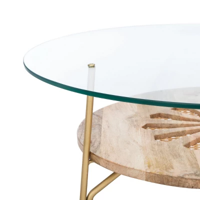 Flora Round Coffee Table - Natural/Brass - Safavieh 7 Flora Round Coffee Table - Natural/Brass - Safavieh - Image 5