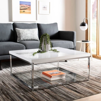 Malone High Gloss Coffee Table - White/Chrome - Safavieh 3 Malone High Gloss Coffee Table - White/Chrome - Safavieh