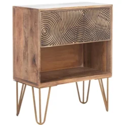 Solene 1 Drawer Nightstand - NST5302 - Natural/Brass - Safavieh -Heaco GUEST 3cccc82e 8d41 4713 9fbd 23fba7d83e09