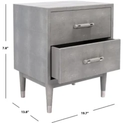 Jodie Faux Shagreen Nightstand - Grey/Silver - Safavieh -Heaco GUEST 410ecaf7 e832 45ad 885a 6d4150bf754b
