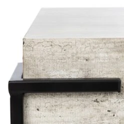 Eli Square Coffee Table - Light Grey Faux Concrete/Black - Safavieh -Heaco GUEST 4200ce47 8f5c 43c1 a64f a4d017dadd71
