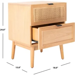 Baisley 2 Drawer Rattan Nightstand - Natural - Safavieh -Heaco GUEST 424b12d0 1202 4a78 b3d7 8a48ce82365e