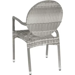 Valdez Indoor Outdoor French Bistro Stacking Arm Chair (Set Of 2) - Grey - Safavieh -Heaco GUEST 449bd1a6 1824 4d01 b2c1 2dc8de9b82cf