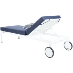 Yves Sun Lounger - Outdoor - PAT4042 - Navy/White -Safavieh -Heaco GUEST 4c1215c1 d8d3 44e8 8db6 0041e18aacf7