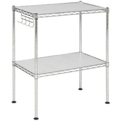 Lucien 2 Tier Microwave Rack - Chrome - Safavieh -Heaco GUEST 4c336591 429b 4446 b554 e7753c8f343d