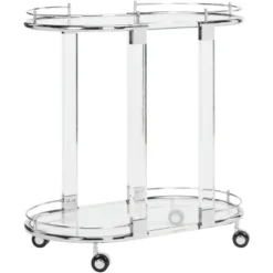 Lennon Acrylic Bar Trolley - Chrome - Safavieh -Heaco GUEST 4ca80c26 f28b 49d2 9bfb 36aeefc75ef7