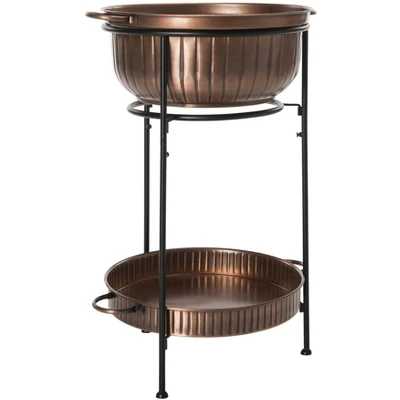Naka Indoor/Outdoor Beverage Tub W/ Stand PIT2006 - Antique Copper/Black - Safavieh 4 Naka Indoor/Outdoor Beverage Tub W/ Stand PIT2006 - Antique Copper/Black - Safavieh - Image 2
