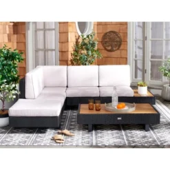 Allison Corner Living Set - Indoor/Outdoor - PAT7733 - Grey/Light Grey - Safavieh