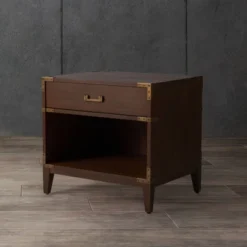 Nisha 1-Drawer Wood Nightstand - SFV7707 - Brown - Safavieh Couture
