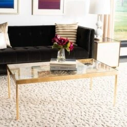 Leilani Palm Leaf Coffee Table - Gold Leaf/Glass - Safavieh