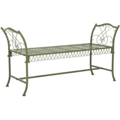 Arona Bench - Outdoor - PAT5015 - Antique Green - Safavieh 4 Arona Bench - Outdoor - PAT5015 - Antique Green - Safavieh - Image 2