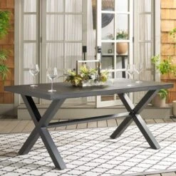 Core Dining Table - Indoor/Outdoor - PAT4053 - Grey - Safavieh