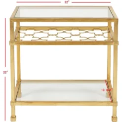 Hanzel Gold Leaf Glass Side Table - Gold - Safavieh -Heaco GUEST 66871b61 53a2 485c a012 e95394856689