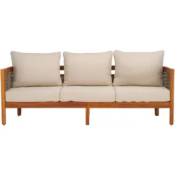 Amanda 3 Seater Sofa - Indoor/Outdoor - PAT7093 - Natural/Taupe - Safavieh -Heaco GUEST 6bef2811 4a72 4d7d 8820 f0b75215b7fc