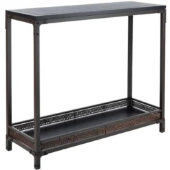 Dinesh Console With Storage Shelf - Black/Dark Walnut - Safavieh -Heaco GUEST 6dc11633 3d3f 4e9c 8d0c 605fafa7cd16