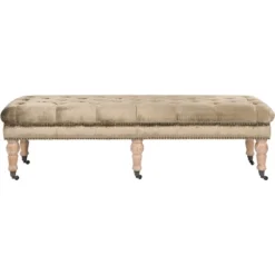 Barney Tufted Bench W/ Brass Nail Heads - Safavieh -Heaco GUEST 6e3cb60d 1386 465f 9bb7 2825935c1c26