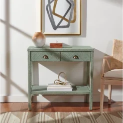 Asa 2 Drawer 1 Shelf Console Table - Turquoise/Antique Gold - Safavieh -Heaco GUEST 6f174dfa 8a40 473c b155 0fd653610f41