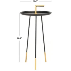 Delia Handle Side Table - Black/Gold - Safavieh -Heaco GUEST 711f7ebd c914 4afb ac31 5e1041996b9a
