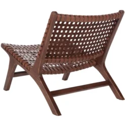 Luna Leather Woven Accent Chair - Safavieh -Heaco GUEST 73c23541 1fa0 4339 aa22 3740e73f0b00