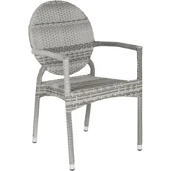Valdez Indoor Outdoor French Bistro Stacking Arm Chair (Set Of 2) - Grey - Safavieh -Heaco GUEST 764a558e 34c7 4182 81eb 173246471b5b