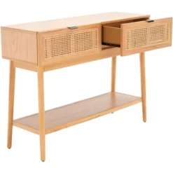 Baisley 2 Drawer Rattan Console Table - Natural - Safavieh -Heaco GUEST 794ef012 7e23 47c9 96e5 95e33f7331f2