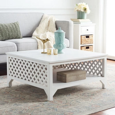 Squall Square 1 Shelf Coffee Table - White Washed - Safavieh 3 Squall Square 1 Shelf Coffee Table - White Washed - Safavieh