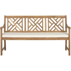 Bradbury 3 Seat Bench - Outdoor - Safavieh -Heaco GUEST 7d13028e 11a9 4e24 96a1 5a3525df5845