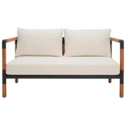 Tommy Eucalyptus And Iron 2 Seater Sofa - Indoor/Outdoor - CPT1030 - Black/White - Safavieh Couture -Heaco GUEST 811117b3 afbd 44bc b8b4 8d4c7667a67a