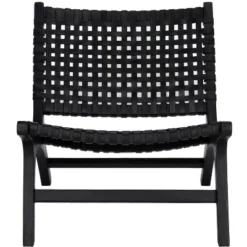 Luna Leather Woven Accent Chair - Safavieh -Heaco GUEST 835675f3 0efd 4389 adc6 08d83be076d2