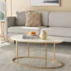 Tage Marble Coffee Table - White Marble/Gold - Safavieh
